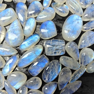 100% cabujón de piedra lunar arcoíris blanco Natural calidad superior Diamante Azul cuarzo piedras preciosas sueltas joyería piedra lunar lote a granel - Product Image 4