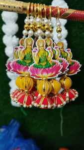 Perles Laxmi en bois faites à la main décoration murale décoration de la maison indienne Art religieux hindou artisanat indien décor de déesse hindoue - Product Image 6