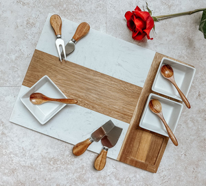 Tabla de Queso Moderna de Madera y Mármol |   Plato para Cortar, Picar y Servir Hecho a Mano para Cocina y Comedor - Product Image 3