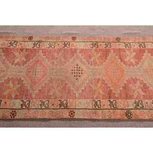 Vintage Turkish <b>Runner</b> Rug 2.6x11.9 ft (80x364 cm), <b>Red</b> Solid Herki Rug - Product Image 4
