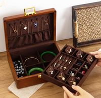 Caja de Joyería de Madera de Nogal Sólido Marrón DECOR N UTILITY CRAFT con Cerradura, 2 Capas, Forro de Terciopelo, Almacenamiento Personalizable, Tamaño y Logotipo Personalizables, para Pendientes