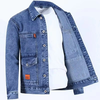 Chaqueta Vaquera Clásica Personalizada de Alta Calidad para Hombre 2025, Talla Grande, Unisex, Tejida, con un Solo Botón, Exterior de Poliéster, Forro de Algodón, de Secado Rápido
