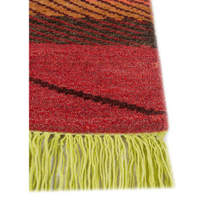 Alfombras Manchaha de Estilo Bohemio Hechas a Mano con Lana y Seda de Bambú en Rojo y Naranja-Les-2344 - Product Image 4
