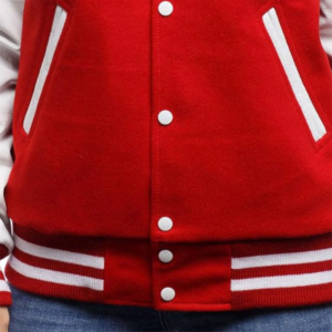 Veste universitaire en cuir pour femmes de qualité supérieure personnalisée avec broderie et boutons à col en V - Product Image 4