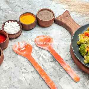 Juego de servidor de ensalada de resina, cuchara y tenedor de primera calidad hechos a mano, vajilla duradera apta para lavavajillas ecológica para comedor, hogar, cocina - Product Image 6