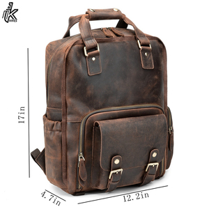 Mini mochila para portátil Vintage Unisex, cuero PU de grano completo, cierre de cremallera, función antirrobo USB, viaje, aventura, OEM, venta al por mayor - Product Image 4