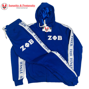 Survêtement en molleton de coton brodé pour femmes Zeta Phi Beta Sorority |   Combinaison de jogging grecque sur mesure brodée pour femmes ZPB Sorority - Product Image 1