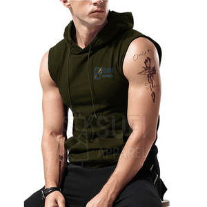 Custom Design Solid Autumn <b>Men's</b> <b>Sleeveless</b> Pullover <b>Hoodie</b>-Cotton Blend Quick Dry Breathable Lightweight High Quality Custom - Product Image 5