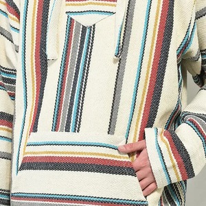 Men's Oversized Hooded Striped Jacquard Sweatshirt Bohemian Style Woven Fabric Autumn Wear - Product Image 6
