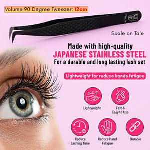 Pince à épiler pour extension de cils personnalisée Diamond Grip 90 Volume Fiber Tip Tweezer Lash Tweezer Plane Grip Pointu Stainless - Product Image 4