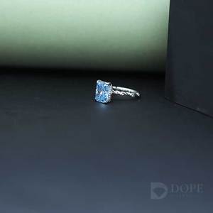 แหวนที่ผ่านการรับรองของ14KT ทำจากสเตนเลสสตีลสีทอง1.25ct สีฟ้าสดใสสดใสได้รับการรับรองว่าเป็นของขวัญแต่งงานที่มีสไตล์ - Product Image 3