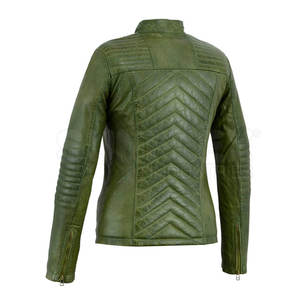 Chaqueta de cuero Nappa lista para el Invierno para mujer, personalizable, cómoda, transpirable, con cuello levantado, patrón sólido, teñido liso - Product Image 2