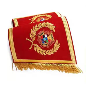 Grand Lodge Master Mason Púrpura Guanteletes Puños Lingotes de oro Hecho a mano con flecos Alta calidad Regalia Cuffs - Product Image 2