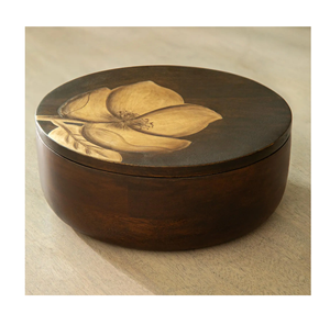 Casserole en bois Réchauffeur d'aliments Plat Pots de stockage des aliments Forme ronde Fabrique et exportateur Casserole en bois - Product Image 2