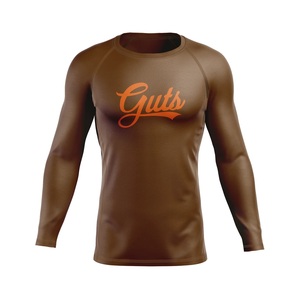 Guts Ranked <b>Men's</b> Breathable Short Sleeve Rash Guard <b>Orange</b> Brown - Product Image 1