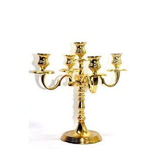 Candélabre personnalisable en aluminium et métal doré brillant, artisanat à 5 bras pour la décoration intérieure, décorations de table pour fêtes de mariage - Product Image 4