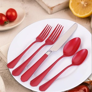 Ensemble de couverts finis roses chics couverts modernes en acier inoxydable ustensiles de salle à manger élégants vaisselle élégante pour la maison et les événements - Product Image 3