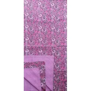 Handmade Kantha Printed Cotton <b>Quilt</b> Traditional Embroidered Bedspreads Blankets Hand Washable Soft <b>Winter</b> Summer Seasons 90x108 - Product Image 2