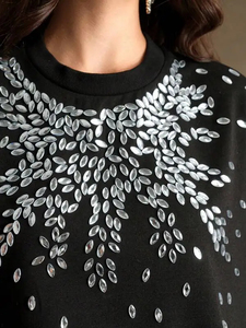 เสื้อสเวตเชิ้ตประดับคริสตัลแบบโอเวอร์ไซส์ คอกลม สไตล์สตรีทแวร์ ระบายอากาศได้ดี ผลิตจากผ้าฝ้าย 100% เหมาะสำหรับฤดูหนาว เสื้อสเวตเชิ้ตแบบยูนิเซ็กซ์ - Product Image 3