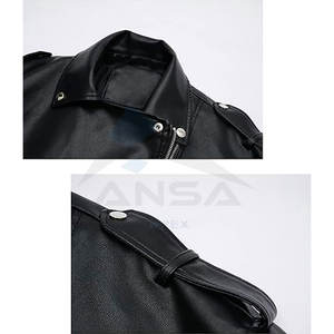 Chaqueta de Cuero Sintético para Mujer LIN, Cuello de Solapa, Cierre de Cremallera, Manga Larga, Estilo Motociclista, Chaqueta Corta, Prenda Exterior Elegante - Product Image 3