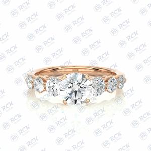 0,90 TCW redondo brillante corte 7 piedra Moissanite boda banda para mujeres celta racimo ajuste perfecto aniversario cumpleaños regalo - Product Image 6