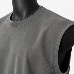 เสื้อกล้ามแขนกุดคอกลมถักสีเทาสำหรับผู้ชายสไตล์ลำลอง - Product Image 6