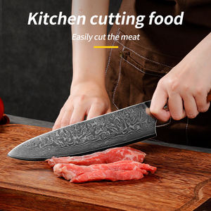 Venta al por mayor personalizado OEM ODM cubiertos fábrica cuchillos de cocina japonés Damasco afilado acero cocina Chef cuchillo con mango de madera - Product Image 4