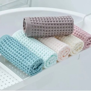 Serviettes de bain en coton gaufré, couleur unie, rectangulaires, moelleuses, pour usage domestique, taille adulte - Product Image 5