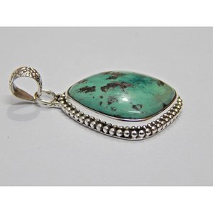 Joyería de Plata de Ley 925 hecha a mano colgante de cabujón turquesa Natural regalo para niñas y mujeres con encantadores dijes - Product Image 3