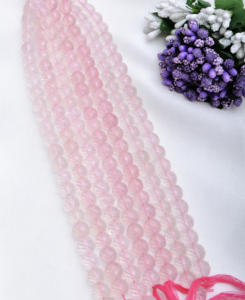 ลูกปัดโรสควอตซ์ทรงกลมเว้าขนาด 8 มม. ถึง 9 มม. หินธรรมชาติสำหรับทำเครื่องประดับชั้นดี - Product Image 5