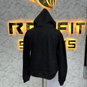 Rexfit Mens Distressed Zip Up Hoodie with <b>Chest</b> Embroidery | Contrast Sleeve Streetwear Hoodie | Casual Fashion Zipper Hoodie - Product Image 6