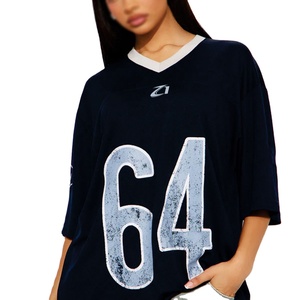 เสื้อยืดเจอร์ซีย์อเมริกันฟุตบอลพิมพ์ลายตัวเลขแบบดิสเทรส คุณภาพพรีเมียม ทรงโอเวอร์ไซส์ สำหรับทุกเพศ ระบายอากาศได้ดี ผลิตจากโพลีเอสเตอร์ สไตล์สตรีทแวร์ - Product Image 3