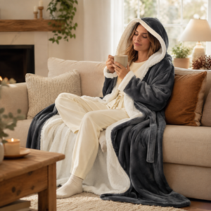 Peignoir <span class=keywords><strong>chauffant</strong></span> électrique de luxe à capuche, chauve-souris chauffante portable pour l'hiver, idéal pour le canapé, la chambre et la maison - Product Image 4