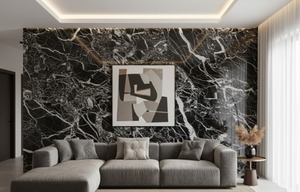 Dalles de marbre noir indien emblématiques - Design moderne pour chambre à coucher, salle à manger et salon - Product Image 6