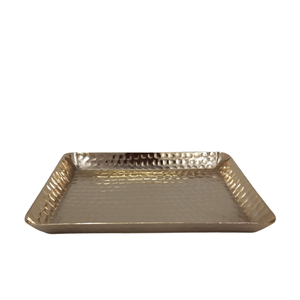 Lot de 2 plateaux de service en aluminium de taille moyenne avec plateau de service de couleur argent nickel martelé pour la vaisselle de maison et de restaurant - Product Image 3