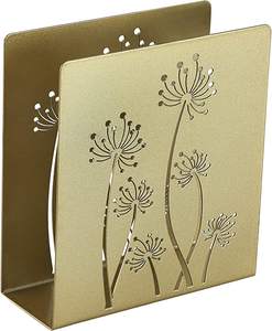 Venta al por mayor diseño de flores soporte de pañuelos de metal diseño personalizado chapado en oro barato soporte de pañuelos de metal de mesa - Product Image 1