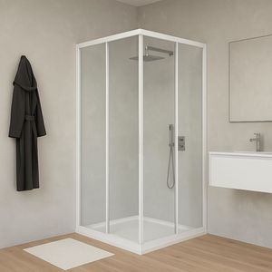 Box doccia angolare a due porte scorrevoli con cristallo indurito trasparente misura 66.5-69.5x66.5-69. 5xh... - Product Image 3