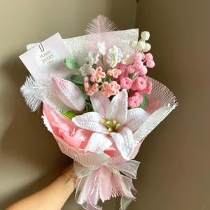 Plantas de flores de ganchillo hechas a mano, flores artificiales para siempre, regalo para un amigo, perfecto para decoraciones para el hogar, OEM hecho en Vietnam - Product Image 3