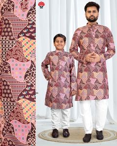 Kurta estampado de moda para adultos y niños, perfecto para cada ocasión, Ropa Étnica cómoda, Ideal para fiestas de festivales, uso diario - Product Image 1