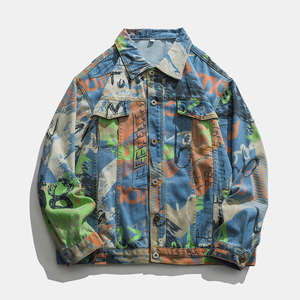 Veste en jean unisexe de style européen pour l'hiver 2023, 100% coton, peinture à l'huile, élégante et colorée, pour hommes, en gros - Product Image 1