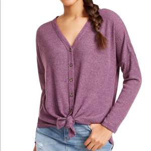Top a costine con laccetti frontali Ultra Flirt Cozy per Ragazze, Viola, Taglia Media - Stile Casual - Product Image 1