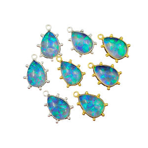 Wholesaler Supplier's Smooth Pear Shape Ethiopian Fire Opal Fancy Bezel 925 Sterling Silver Pendant DIY Jewelry Making <b>Charms</b> - Product Image 1
