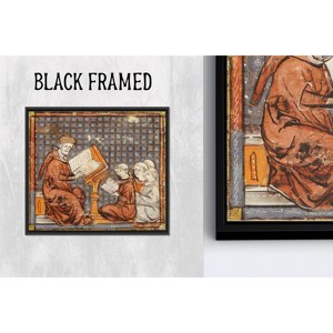 Impression sur toile élégante sur le thème de l'éducation médiévale, reproduction de la Renaissance, 1P encadrée noire - Product Image 1