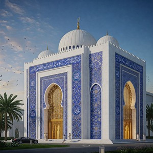 Mármore Natural Tallado a Mano de Primera Calidad, Resistente a la Intemperie, Personalizable, Patrones Islámicos para Interiores y Exteriores de Mezquitas, Diseño Moderno - Product Image 3