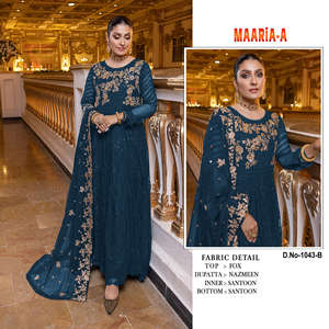 Conjunto de Traje Pakistaní de la Mejor Calidad, Listo para Coser, en Tela de Georgette Sintética y Dupatta, Diseño Elegante para Ocasiones Festivas - Product Image 1