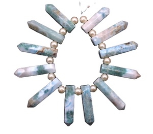 Natural <b>Blue</b> Larimar Gemstonen Beautiful 12 Pieces Pointed Pencil for Jewelry Bracelet Necklace Briolette Beads - Product Image 1