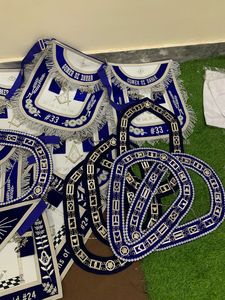 ผ้ากันเปื้อนมาสเตอร์เมสันปักลายมีขอบสำหรับช่าง100% หนังแกะ (สีฟ้าและสีขาว) - Product Image 3