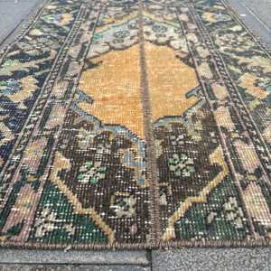 Alfombra de 1.7x2.7 pies, Alfombra Turca Vintage, Alfombra de Lana Azul - Product Image 5