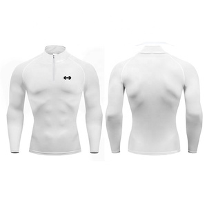 Camiseta deportiva para hombre con media cremallera, transpirable, de secado rápido, ajustada, para correr, baloncesto, deportes al aire libre, con estampado. - Product Image 1