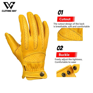 Gants de moto en cuir vintage respirants à écran tactile, de qualité supérieure, pour motocross, course de moto, prix bas - Product Image 2